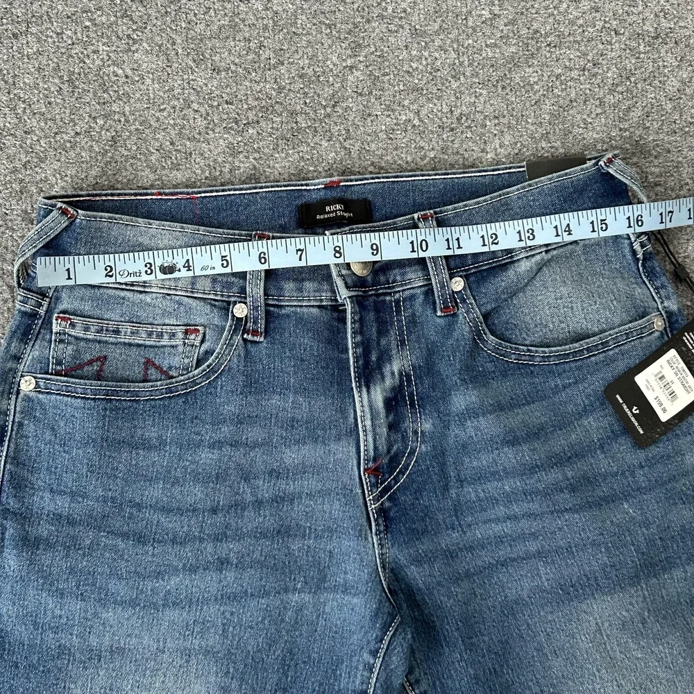True Religion Ricky Relaxed Straight Jeans Mens 32x34 Blue Medium‎ Denim Wash